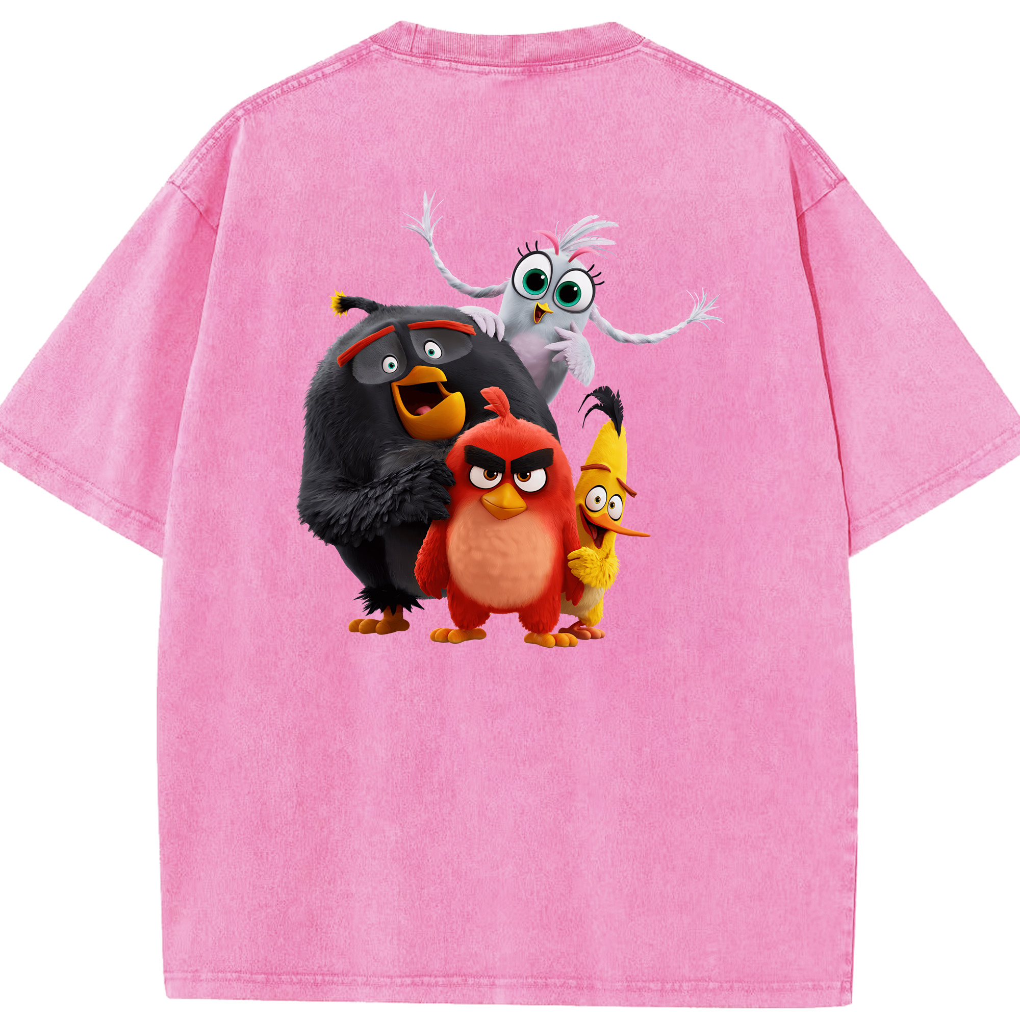 （画像用） Angry Birds アングリーバード 綿100% ヴィンテージ風 半袖Tシャツ（背面プリント）